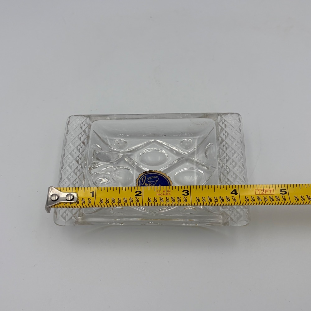 Imperial Glass Hand Crafted Ashtray Clear Diamond Cut Vintage USA - Picture 10 of 10